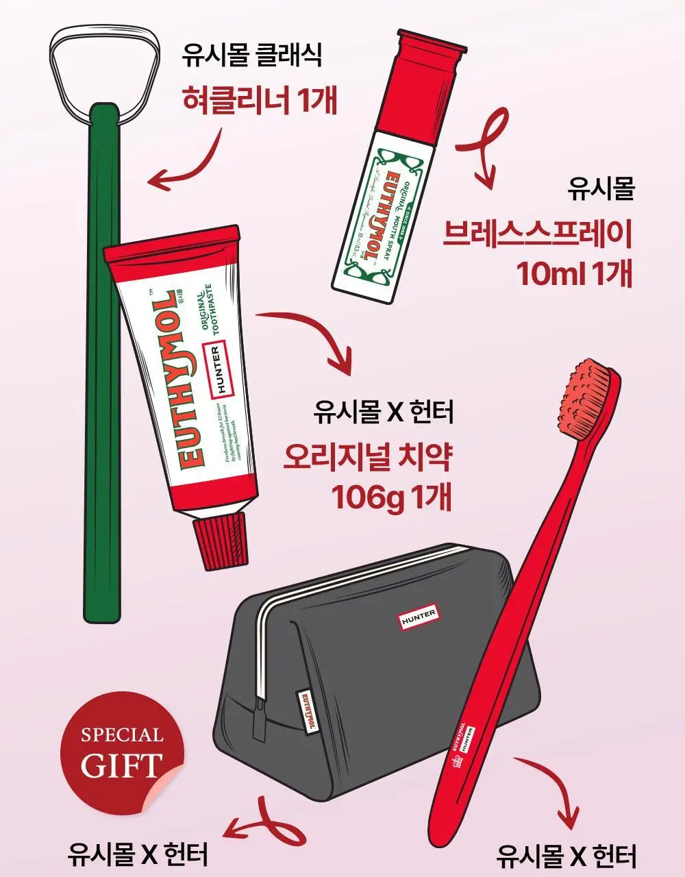 [유시몰X헌터] 트레블 파우치+유시몰 구취완벽케어 기획(오리지널 치약106g+구강스프레이+칫솔+혀클리너) 상세페이지 10